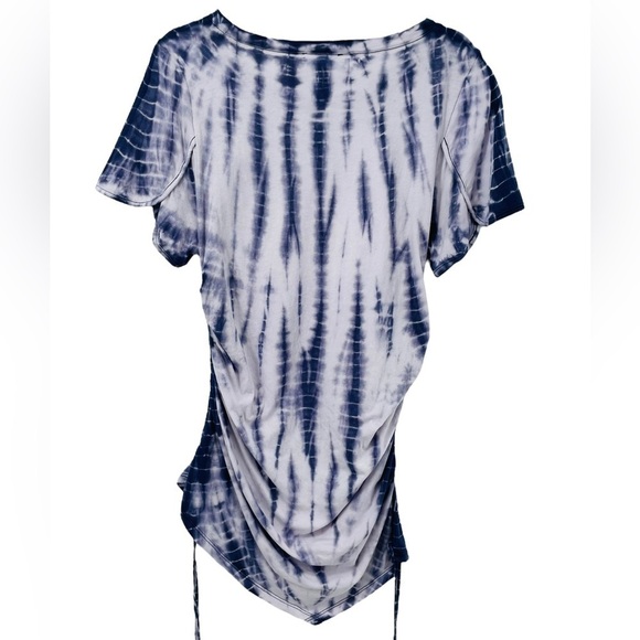 DG2 Diane Gilman Navy & White DG Downtime Tulip Sleeve Cinch Tee - Sz M - Picture 2 of 14